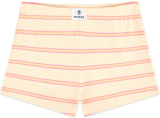 cotton mini short flat lay -cream stripe